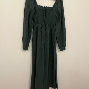Hill House Dark Green Long Sleeve Nap Dress